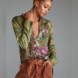Pilcro Camouflage Colorblock Relaxed Top Sz XL